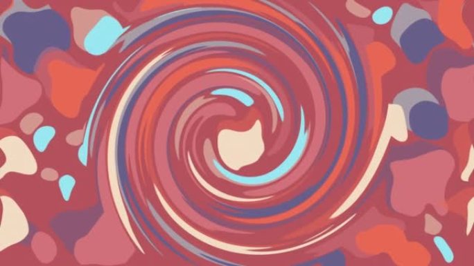 抽象柔和流行色迷幻迪斯科漩涡无缝循环运动背景。4K 3D渐变生动彩虹色催眠螺旋动画，用于音乐、背景、