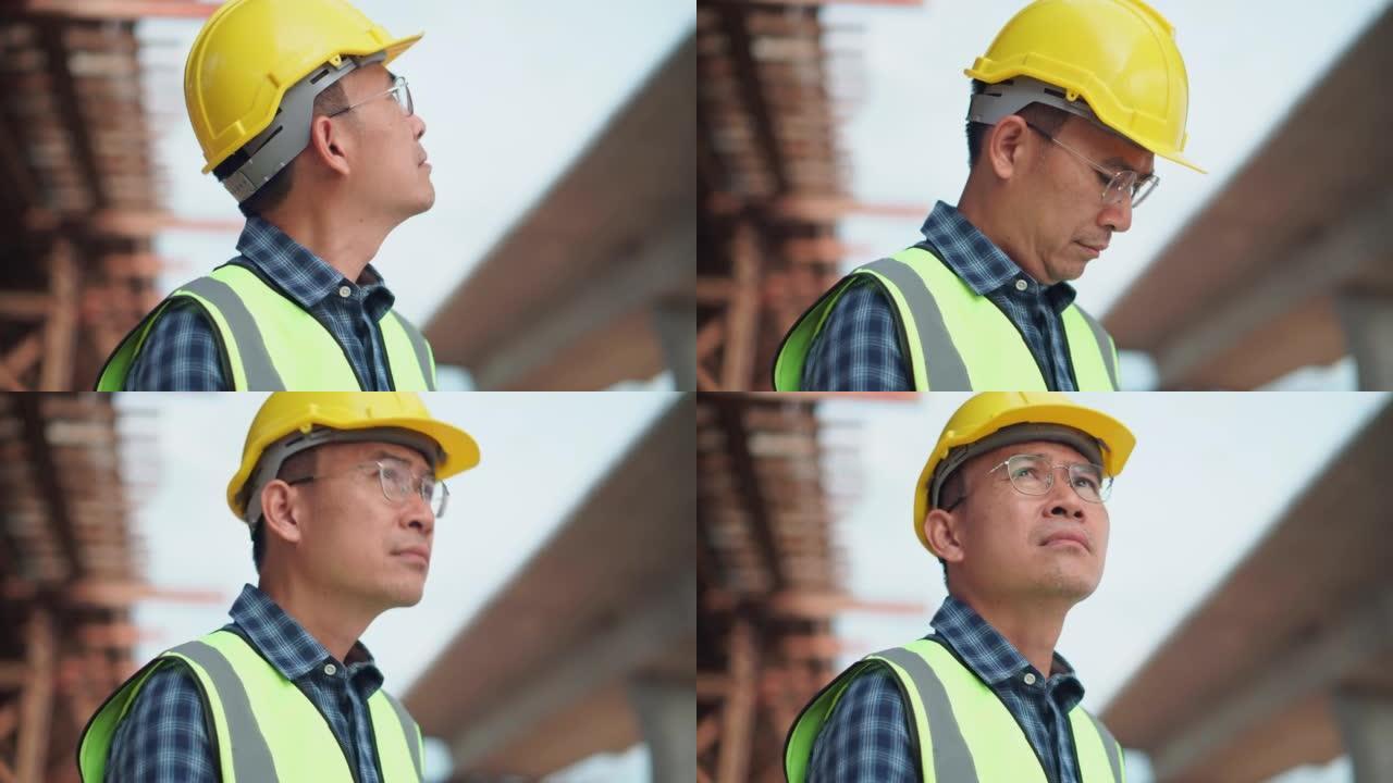 建筑工地的工程师检查项目，基础设施建筑工地的安全帽