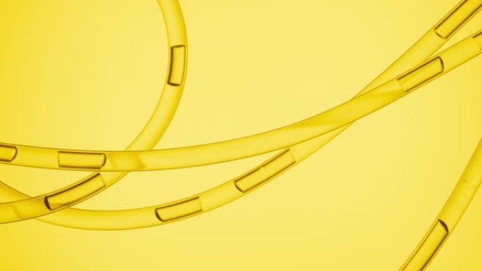 黄色流体在不同方向的连接管中流动
