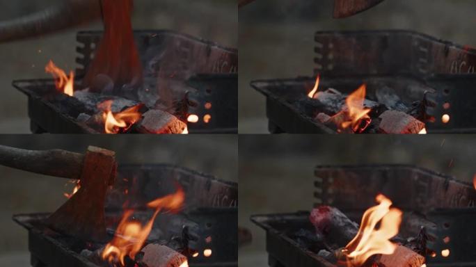 烧烤木头和煤火像地狱