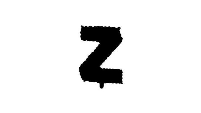 氦字母气球。字母Z。带有绿色屏幕和阿尔法亮度哑光通道。循环动画。
