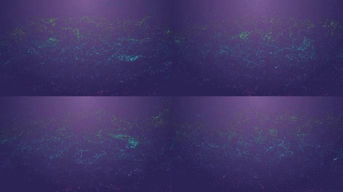 景深浅的美丽粒子-可循环，彩虹色版本-抽象背景动画股票视频