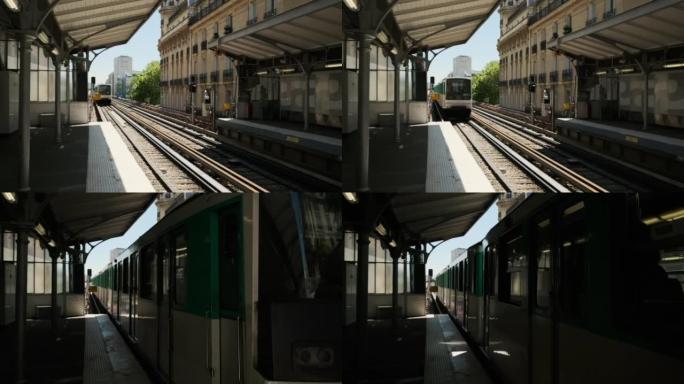 法国巴黎-2022年5月12日: 到达车站的地铁列车