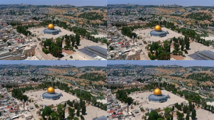 以色列空中的西墙和阿克萨清真寺