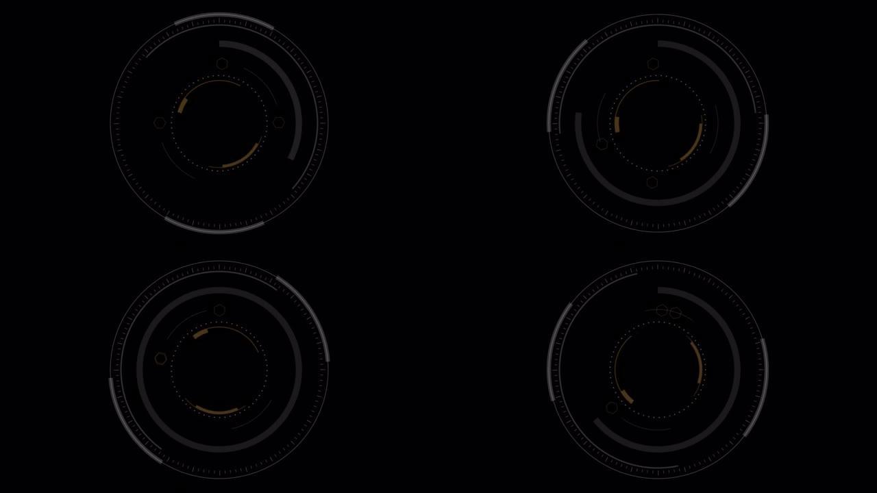 巴布亚新几内亚阿尔法。圆形平视显示器技术未来元素。用于广播未来设计的2d纹理。