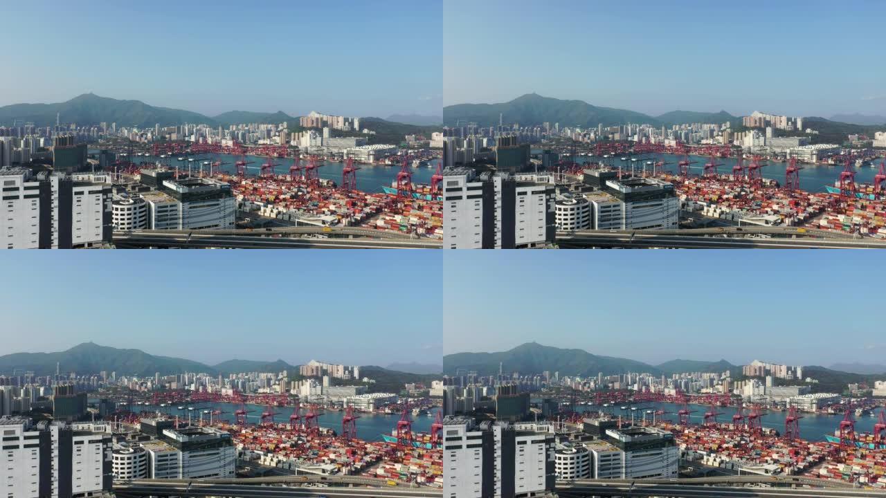香港2022年4月15日葵青货柜码头口岸