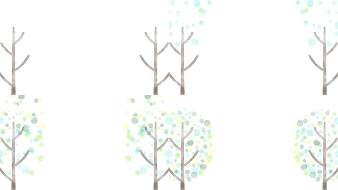 水彩树装饰 [绿色，蓝色]