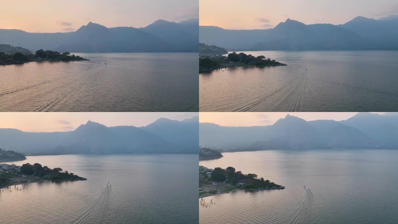 危地马拉阿蒂特兰湖的鸟瞰图