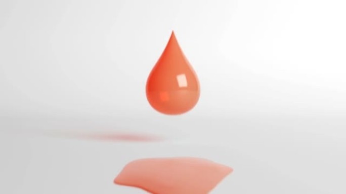 下降和融化的橙色水滴。循环3D背景