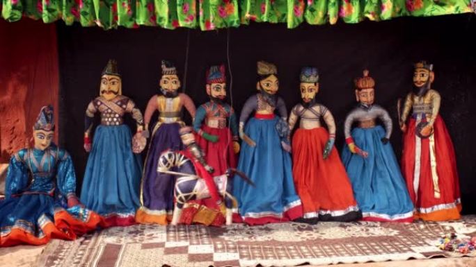 传统拉贾斯坦Kathputli木偶表演，印度拉贾斯坦邦。
