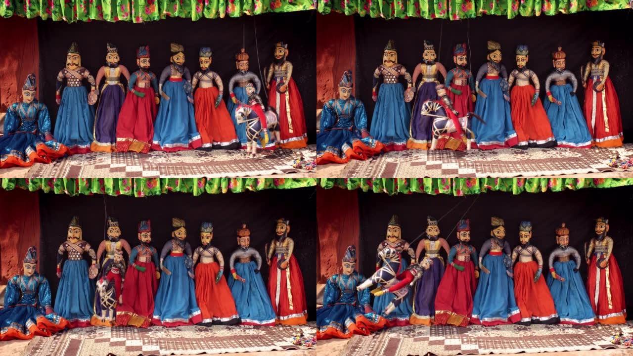 传统拉贾斯坦Kathputli木偶表演，印度拉贾斯坦邦。