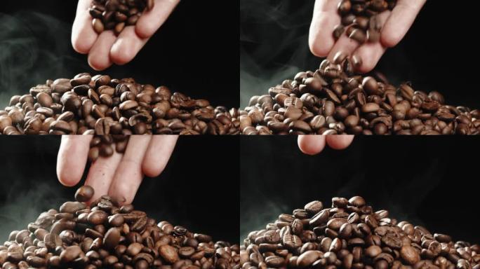 触摸烘焙咖啡豆