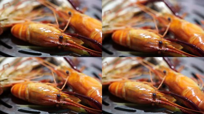 0041高清4k罗氏虾热气蒸锅虾海鲜美食