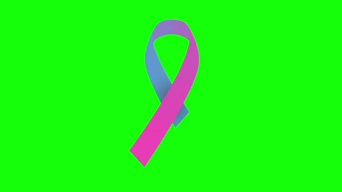 4K粉色和绿松石色国际不孕症意识日彩带股票动画。慢动作粉色和蓝绿色不孕意识视频。绿色屏幕色度键控。