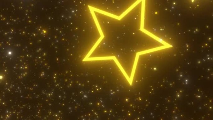 美丽闪亮的星星形金色过山车隧道闪闪发光-4k无缝VJ循环运动背景动画