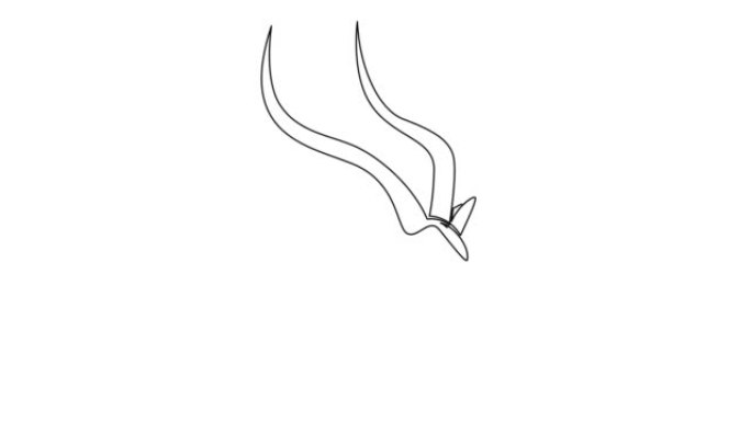 单连续线动画自画可爱的羚羊为公司标志标识。国家动物园图标的角瞪羚吉祥物概念。全长一行动画插图。