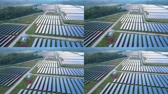 太阳能电池太阳能电池板农场的鸟瞰图