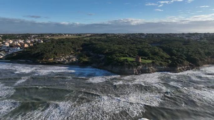 意大利拉齐奥海岸全景鸟瞰图。