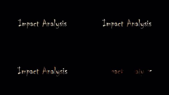 刻录影响分析字的文字。影响分析单词循环动画的金色发光使用QuickTime Alpha通道ProRe