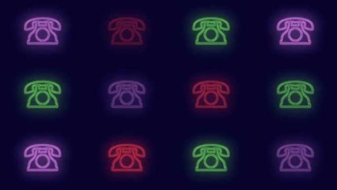 霓虹彩色复古电话图案