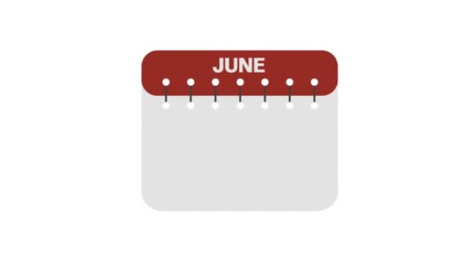 日历六月。时间表图标隔离在白色背景上。平面设计