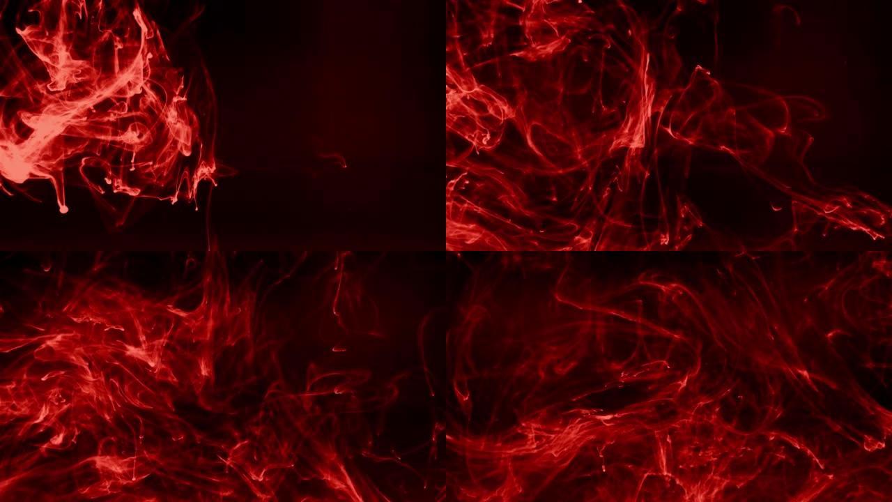红色抽象漩涡慢动作宇宙液体流动商业广告电影介绍背景