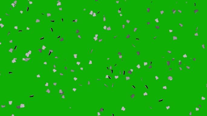绿色屏幕背景的掉落碎片粒子运动图形