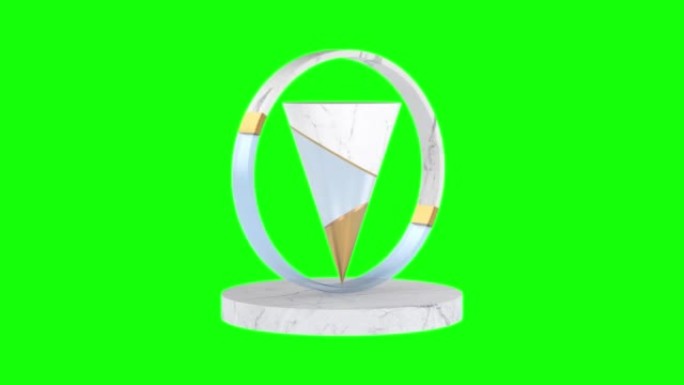 绿色背景上的圆形领奖台。3D渲染