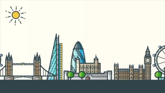 伦敦城市地标2D动画