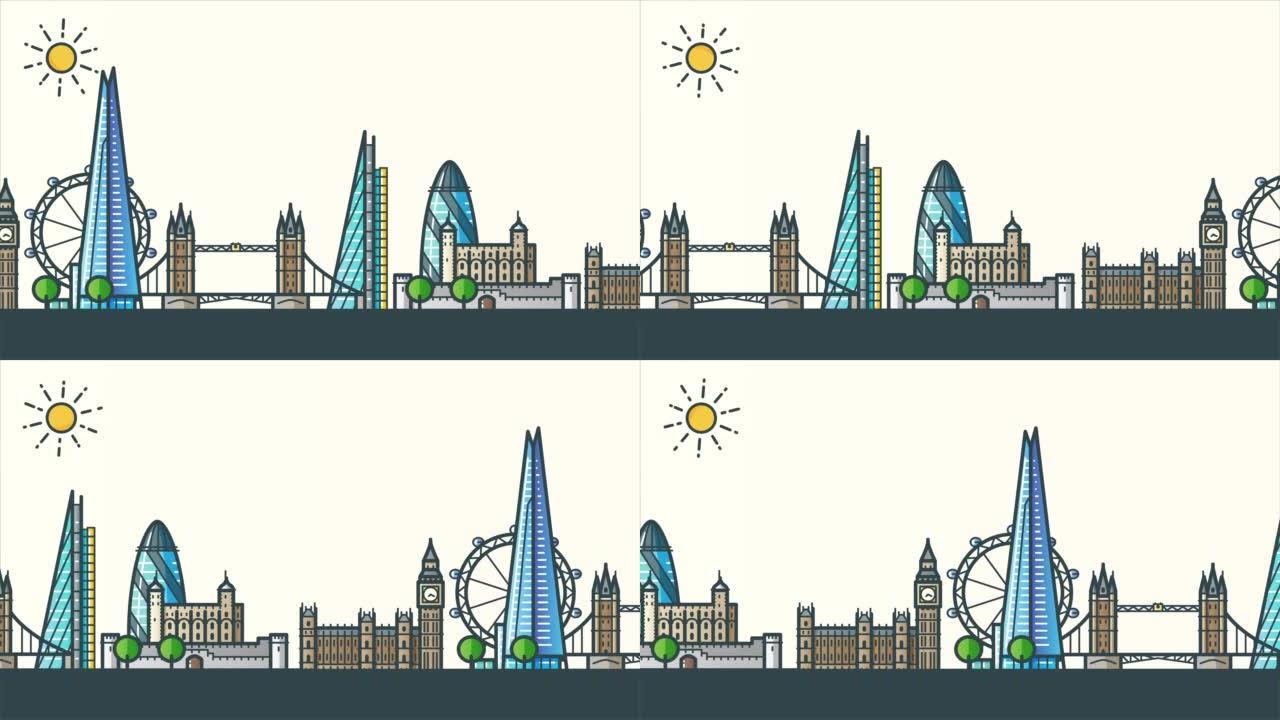 伦敦城市地标2D动画