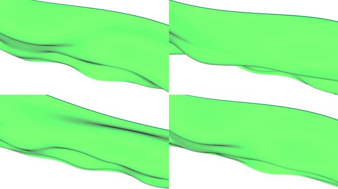 绿色液体波或丝绸纹理豪华布动画。液体表面波。现代优雅的背景。运动图形。4K