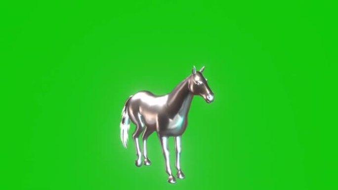 绿色屏幕上的银马
