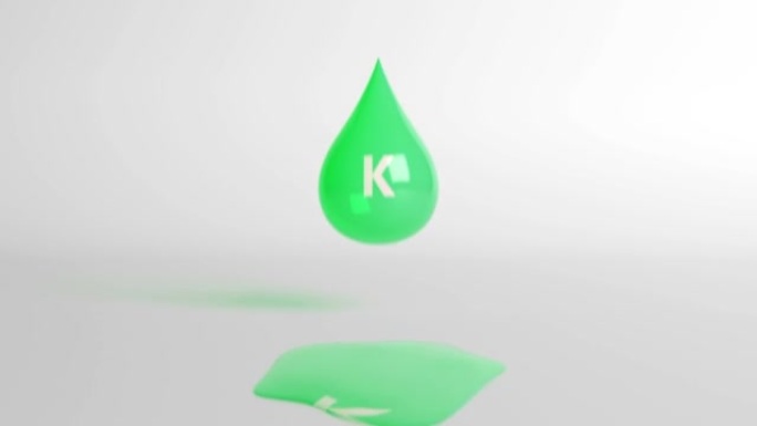 下降和融化霓虹灯绿色维生素k作为一滴。循环3D背景