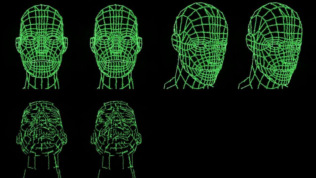 人头线3D动画。