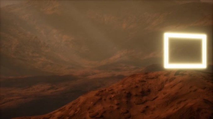 火星行星表面的霓虹灯门吹尘