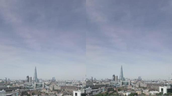 幽灵码头的伦敦天际线，从无人机的视角(轰隆声)