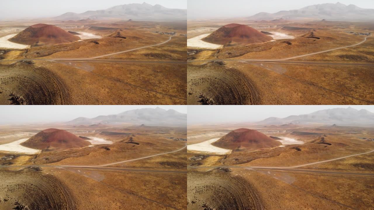 火星火山口全景鸟瞰图