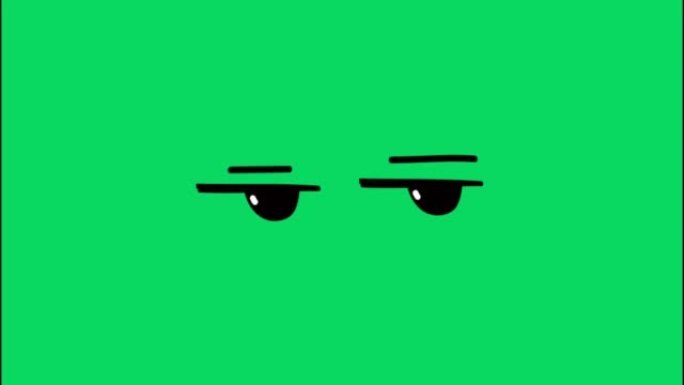 动画情感的眼睛孤立在绿色背景上。