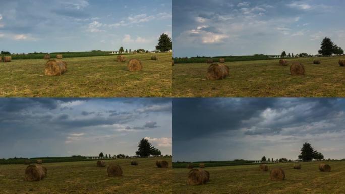 Rainy clouds over a field - time lapse