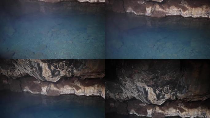 格尔乔塔加火山洞穴，米瓦特湖附近有清澈的蓝色热水