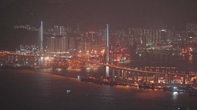 4K正版-香港昂船洲大桥夜景