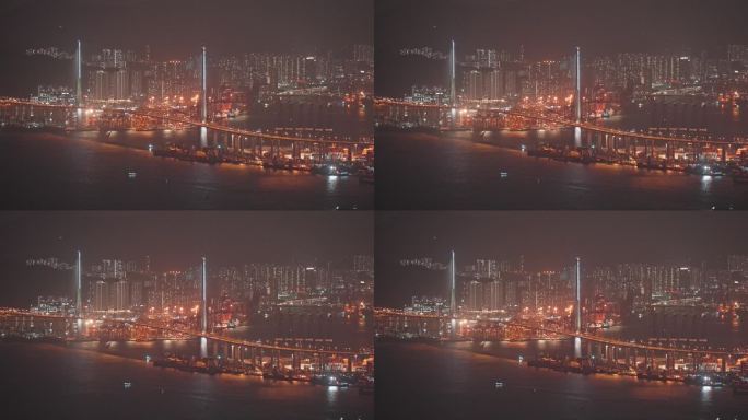 4K正版-香港昂船洲大桥夜景