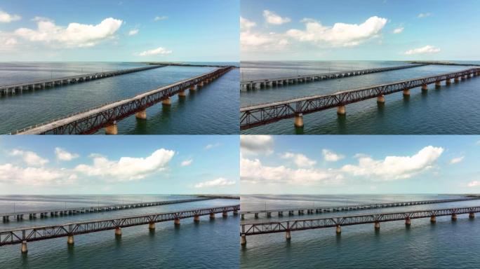 巴伊亚本田大桥佛罗里达群岛的5k空中无人机镜头