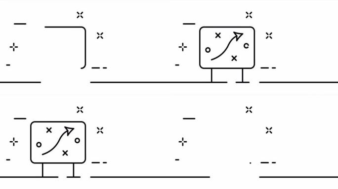 一线画，实线业务目标。计划、策略和时间表的一个线描动画。商业标志动画。视频4K