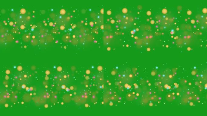 Bokeh灯和彩色星星绿色屏幕运动图形
