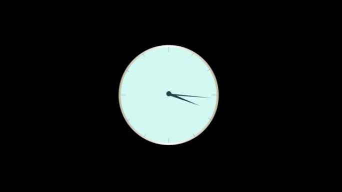 孤立的灰色挂钟显示黑色背景动画视频上的时钟