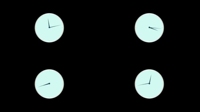孤立的灰色挂钟显示黑色背景动画视频上的时钟