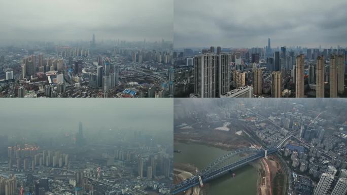 武汉城市乌云弥补，暴雨来临