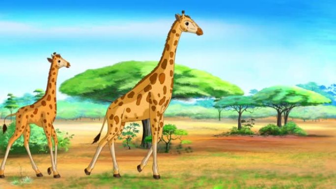 萨凡纳动画中的非洲长颈鹿