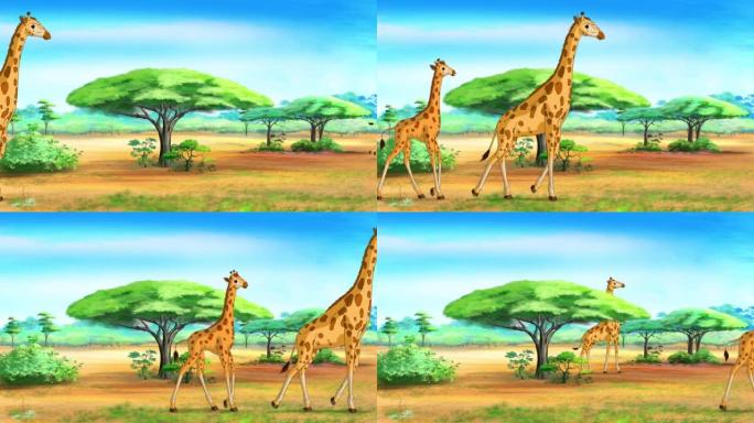 萨凡纳动画中的非洲长颈鹿
